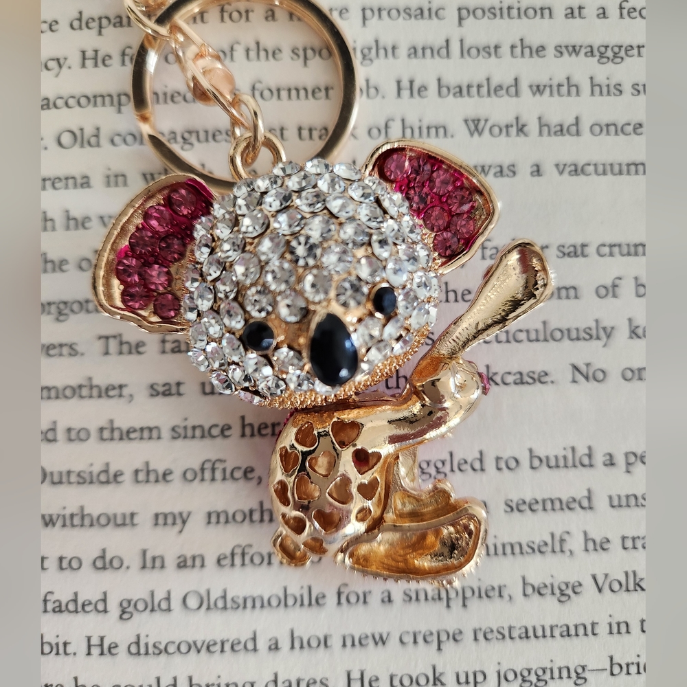 Pink Rhinestone Koala Bear Bobble Head Bag Charm & Keychain — NEW - Picture 4 of 7